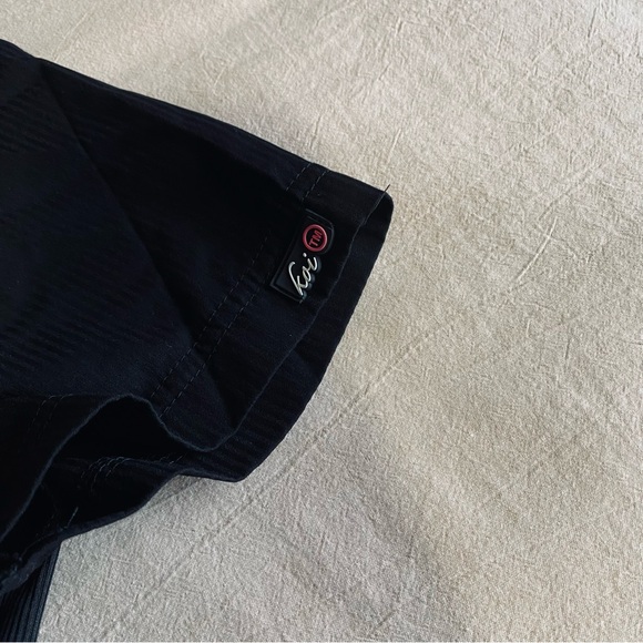 KOI Lite Serenity Double Zipper Neckline Slim Fit Scrub Top, Womens Small, Black - Picture 8 of 11